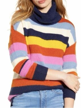 New Caslon Striped Turtleneck Sweater